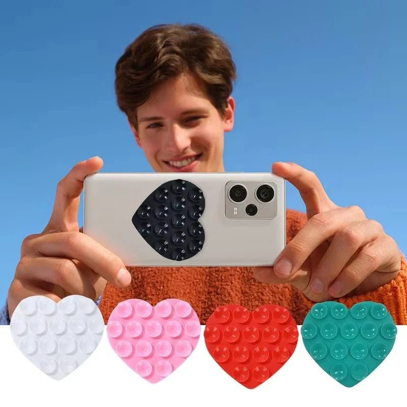Heart Shaped Double-Sided Silicone Suction Cup anti Slip Suction Phone Support Bracket Suction Cup Phone Sticker Self-Adhesive