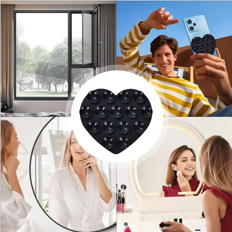 Heart Shaped Double-Sided Silicone Suction Cup anti Slip Suction Phone Support Bracket Suction Cup Phone Sticker Self-Adhesive