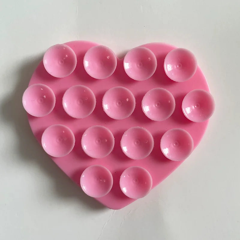 Heart Shaped Double-Sided Silicone Suction Cup anti Slip Suction Phone Support Bracket Suction Cup Phone Sticker Self-Adhesive