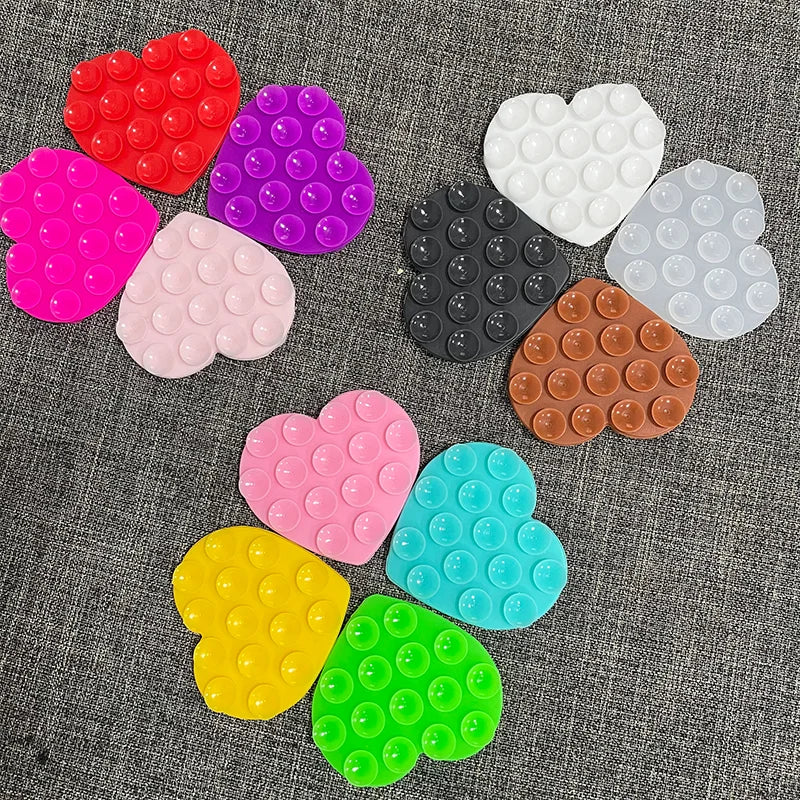 Heart Shaped Double-Sided Silicone Suction Cup anti Slip Suction Phone Support Bracket Suction Cup Phone Sticker Self-Adhesive